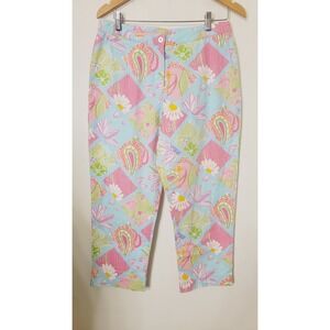 Lilly Pulitzer‎ Capri Pant Women's Size 10 Floral Stretch Cropped VTG 30x24 Fun